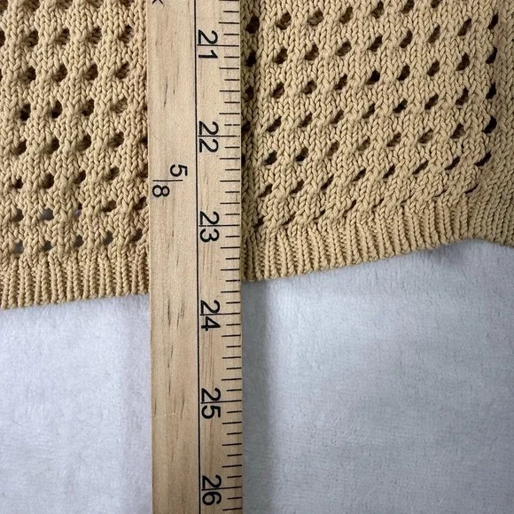 Madewell Polo Cardigan Sweater Womens Large Beige Eyelet Knit 100% Cotton NWT - Picture 9 of 11